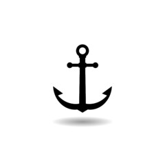Black Anchor icon with shadow