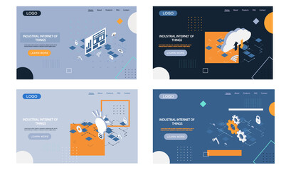 Industrial internet of things 4ir revolution AI, IoT set. New business ideas by using digital technology, innovative methods in field of information processing and storage, digitization and automation