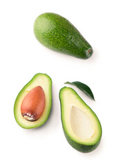 avocado, clipping path, isolated on white background full depth of field .