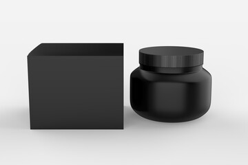 Cosmetic jar with packaging box mock up isolated on white background - 3d illustration