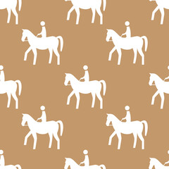 Horse pattern design. Horse with girl rider in cartoon style. Vector illustration.