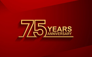 75 years anniversary line style design golden color with elegance red background for celebration