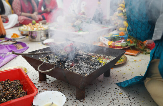 Closeup Shot Of The Puja Worship Ritual