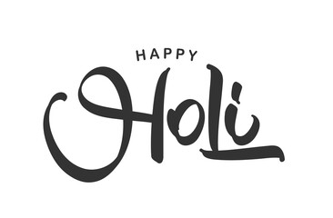 Vector Hand drawn lettering composition of Happy Holi on white background