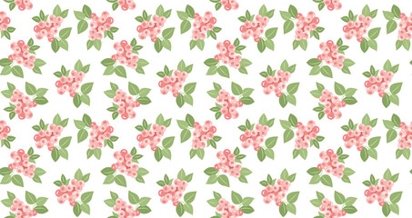 Vector seamless pattern with flat raspberry, blueberry. Summer banner design with wild pink berries. Vintage berry floral background. For fashion clothes prints. Flowers pattern on white background. 