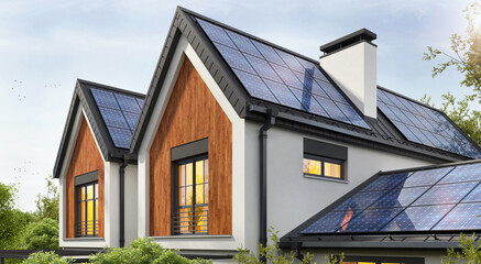 Fototapeta House with very efficient solar panels obraz
