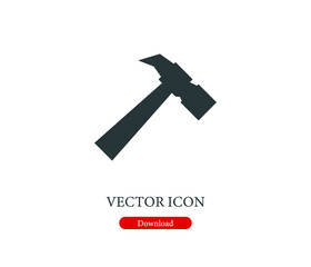 Hammer vector icon.  Editable stroke. Symbol in Line Art Style for Design, Presentation, Website or Apps Elements, Logo. Pixel vector graphics - Vector