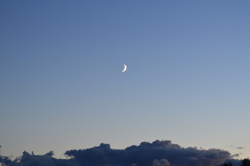 moon in the sky in the evening