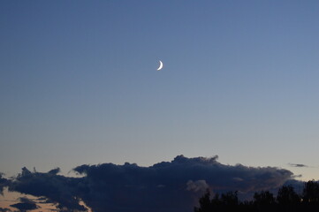 moon in the sky in the evening
