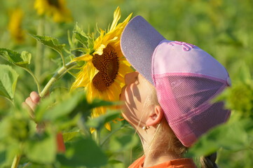 sunflower and girl