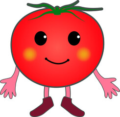 両手を広げるかわいいトマトのキャラクター