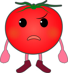怒るかわいいトマトのキャラクター