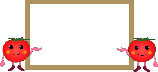 かわいいトマトのキャラクターとボード
