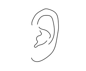 Human ear on a white background. Symbol. Vector illustration.