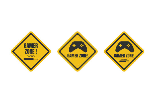 Game Zone Yellow Sign. gamer zone loading.