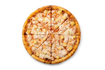 hot pizza with chicken and pineapple