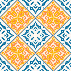 Seamless pattern of decorative tiles in retro style