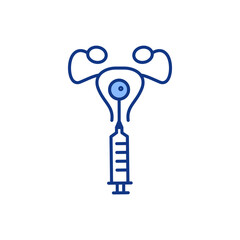 Embryo transfer RGB color icon. Vitro fertilization. Implantation into uterus. Assisted reproduction process. Embryo donor. Woman ovaries stimulation. Egg retrieval. Isolated vector illustration