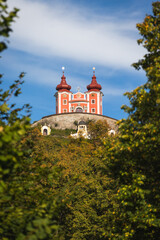 Fototapeta na wymiar Baroque Calvary in Banska Stiavnica (Slovak: Kalvaria v Banskej Stiavnici) on the Hill over the Historic Center of the City, Slovakia