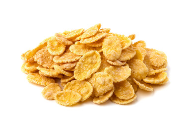 Corn flakes on white background