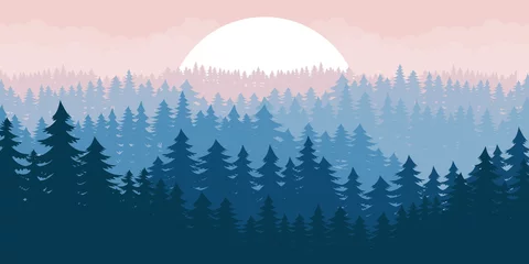 Poster Mistig bos Mountain beautiful landscape background vector design illustration 
