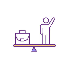 Work-life harmony RGB color icon. Stress management. Prioritisation between personal and professional activities. Achieving work-life balance. Life obstacles reduction. Isolated vector illustration