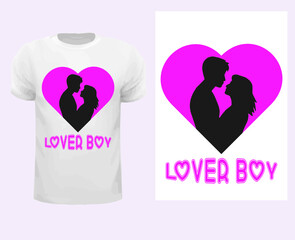 Romantic T-Shirt design with heart shape and couple.