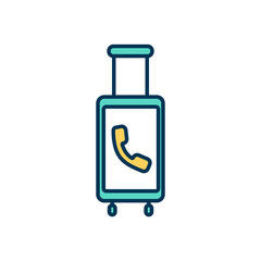 Cell phone plan for travelers RGB color icon. Roaming fees. Using phone overseas. Prepaid calling cards. Budget option. International roaming package. Consistent access. Isolated vector illustration