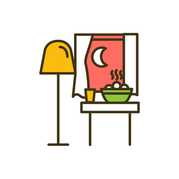 cozy room scene with lamp and window clip art preview