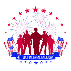 Vector illustration of the 4th July celebration icons. The USA Independence Day.