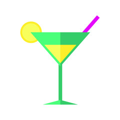 Vector illustration of summer holidays attributes on background. A cocktail icon.	