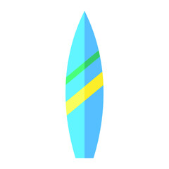Vector illustration of summer holidays attributes on background. A surfboard icon.	