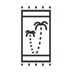 Vector illustration of summer holidays attributes on background. Beach towel icon.	