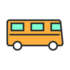 Vector illustration of summer holidays attributes on background. A bus trip icon.