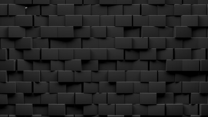 Random shifted  black cube boxes block background wallpaper - obrazy, fototapety, plakaty