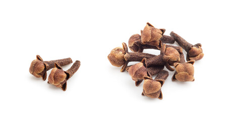 Spice cloves on white background