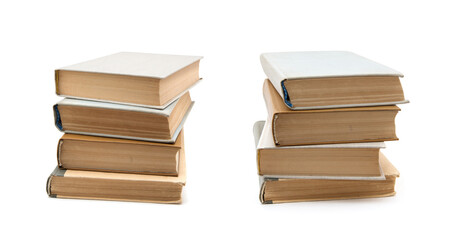 stack of Old books isolated on white