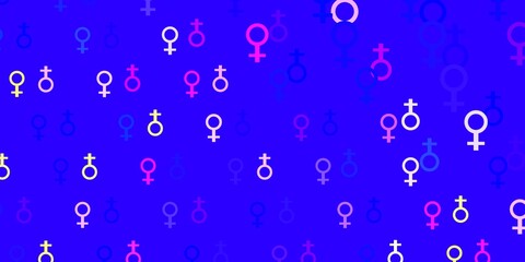 Light Pink, Blue vector template with businesswoman signs.