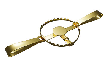 Golden trap isolated on white background (without shadow). 3d illustration
