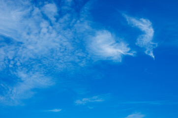 White clouds in blue sky.