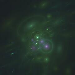 Green and purple colored cosmic galaxy digital illustration