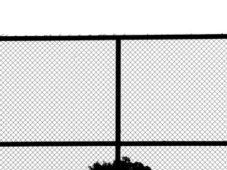 decorative wire mesh of fence isolated on white background