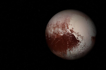 Obraz na płótnie Canvas Pluto is an icy dwarf planet in the Kuiper belt beyond the orbit of Neptune.