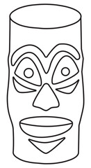 Stylish hand-drawn doodle cartoon style sweet Caribbean Tiki Idol Face glass vector illustration. For party card, invitations, posters, bar menu or alcohol cook book recipe