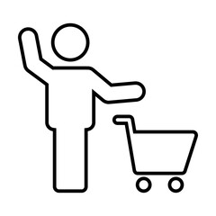 Cart icon vector male person shopping outline symbol in a flat color glyph pictogram illustration