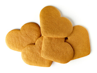 Christmas cookies isolated on white background, from above