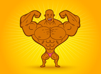  Vector cartoon of a bodybuilder.