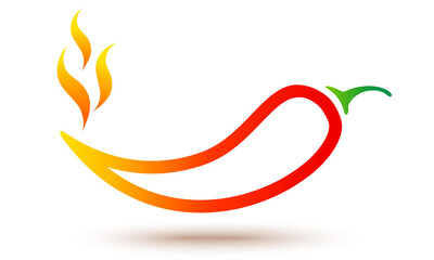 Vector icon of red chilli pepper in fire.