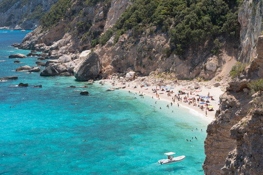 Panoramic view of the bay called Cala dei Gabbiani in the Orosei gulf (Sardinia, Italy)