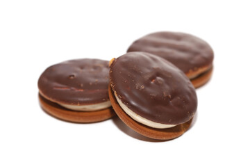 Chocolate cookies isolated on white